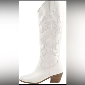 Foklysp Women's Cowboy Boots Classic Embroidered Almond Shaped Size 9.5 White